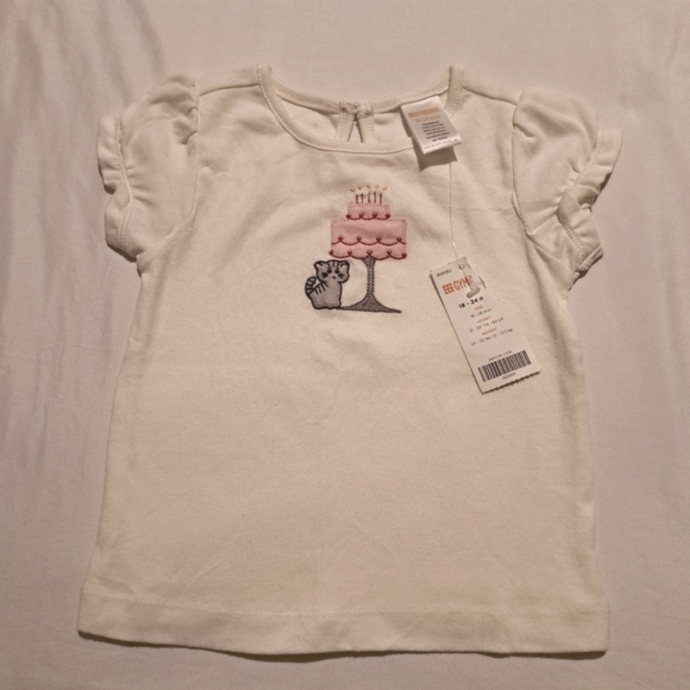 Gymboree girls size 18-24 months outlet kitten with cake short sleeve shirt New